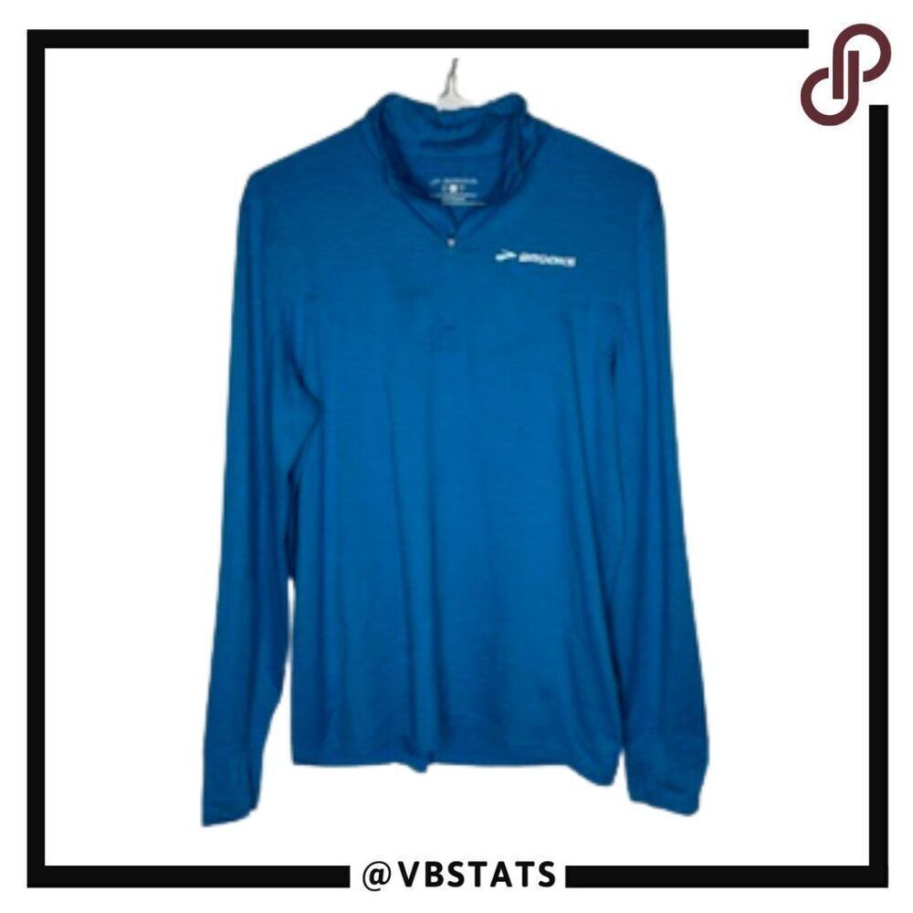 Brooks Quarter Zip Royal Blue Athleisure Performance Top in Size Large